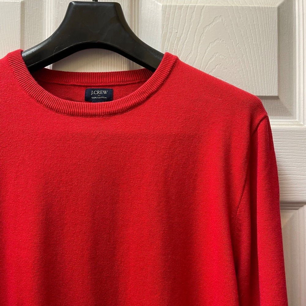 J Crew Factory Men's Sz L Red Long Sleeve Sweater Tee Lightweight Preppy